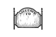 City welcome road sign engraving