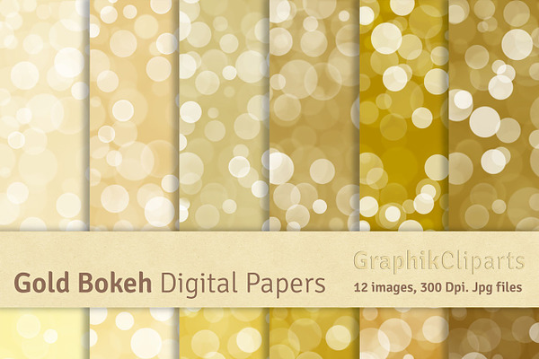 Gold Bokeh Digital Papers