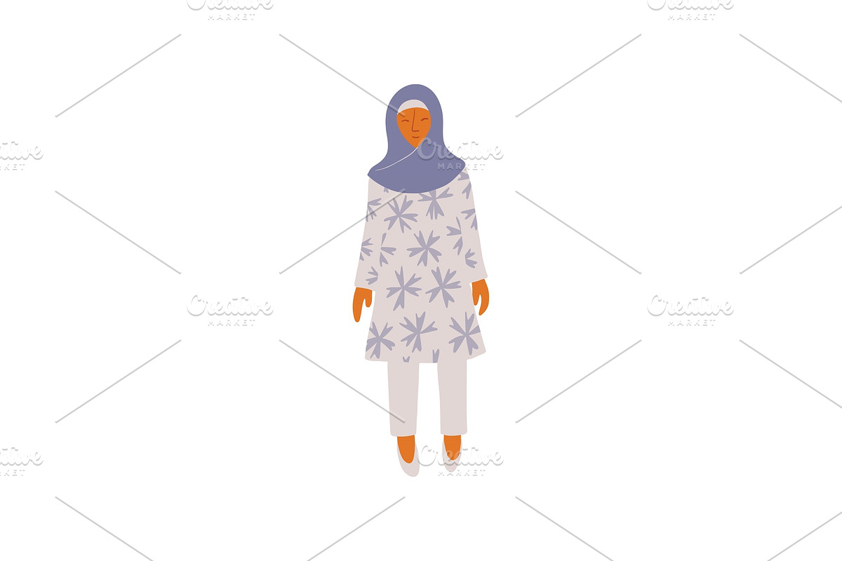 Muslim Woman Wearing Headscarf in Illustrations - product preview 8