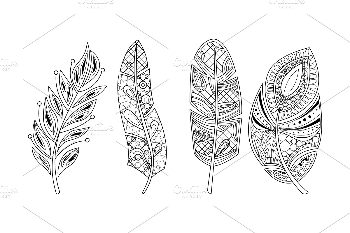 Collection of stylized feathers in Illustrations - product preview 8