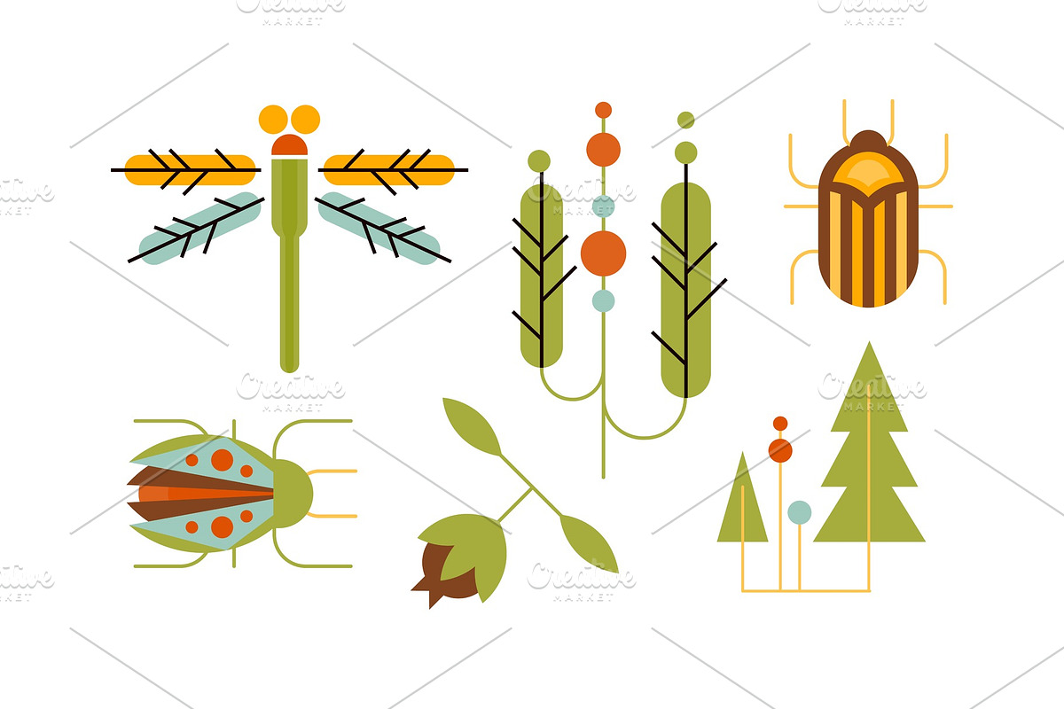 Collection of insects and trees in Illustrations - product preview 8