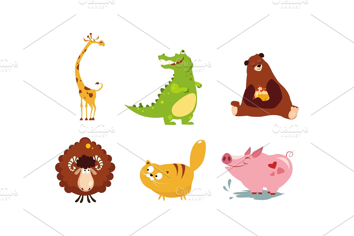 Cute funny animals set, giraffe in Illustrations - product preview 8