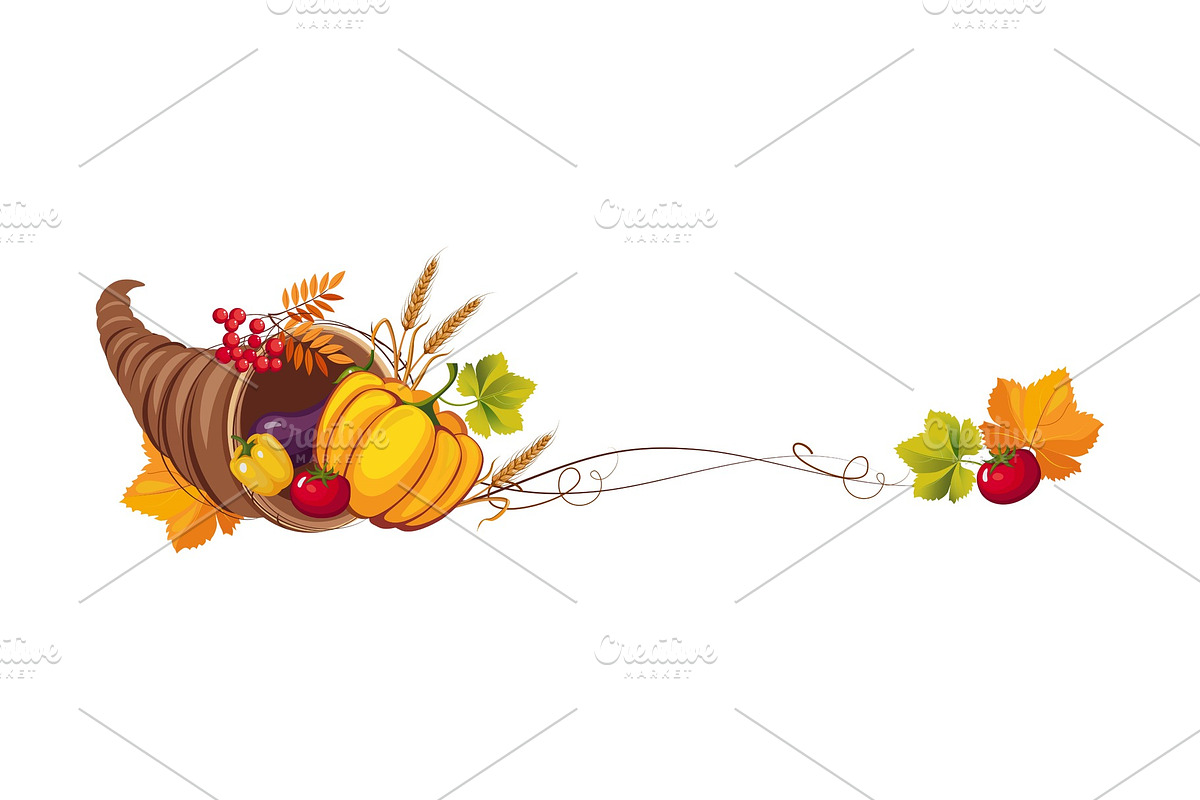 Thanksgiving banner with cornucopia in Textures - product preview 8