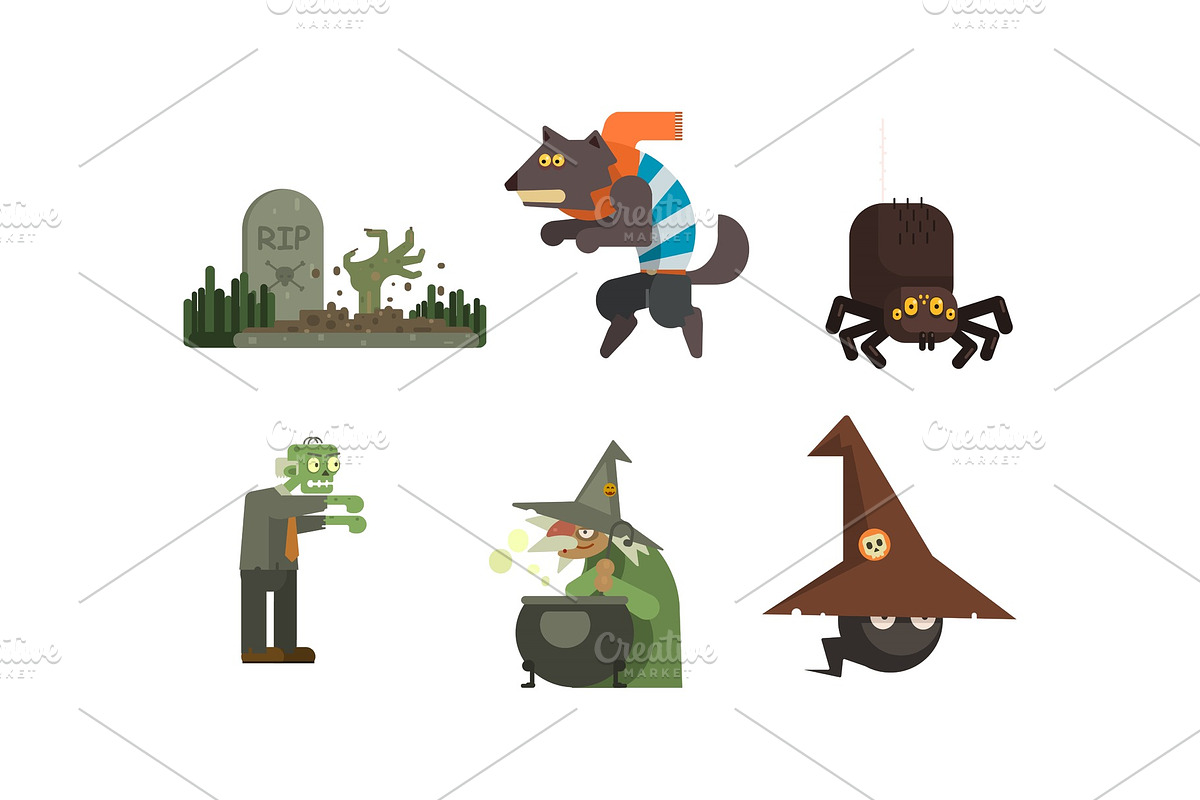 Halloween icons set, grave with in Objects - product preview 8