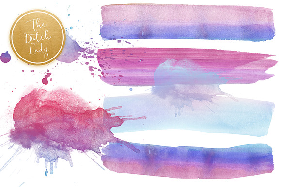 Watercolor Stripe Art Blue & Purple in Illustrations - product preview 4