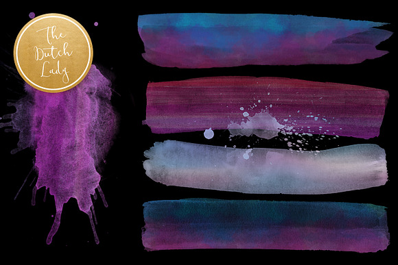 Watercolor Stripe Art Blue & Purple in Illustrations - product preview 5