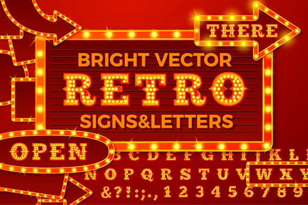 Vector Retro style light letters
