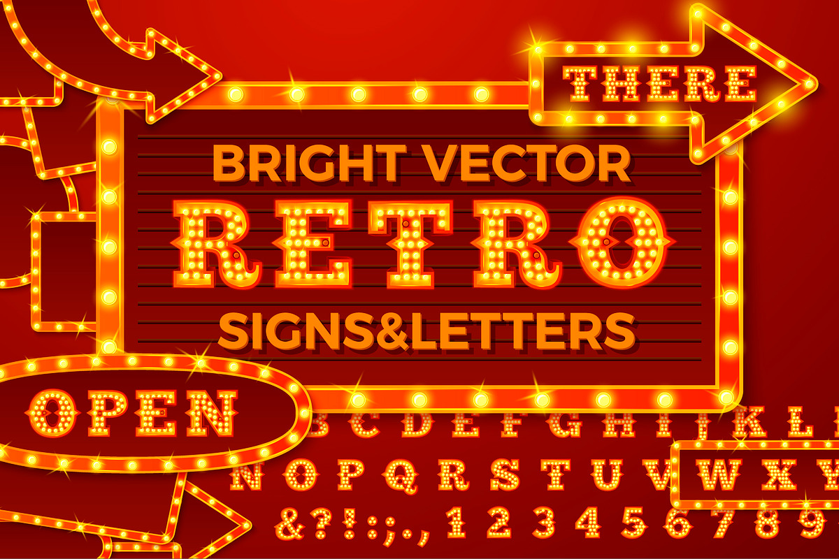 Vector Retro style light letters in Illustrations - product preview 8