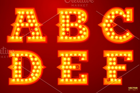 Vector Retro style light letters in Illustrations - product preview 1