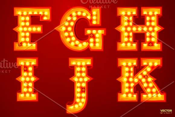Vector Retro style light letters in Illustrations - product preview 2