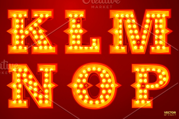 Vector Retro style light letters in Illustrations - product preview 3