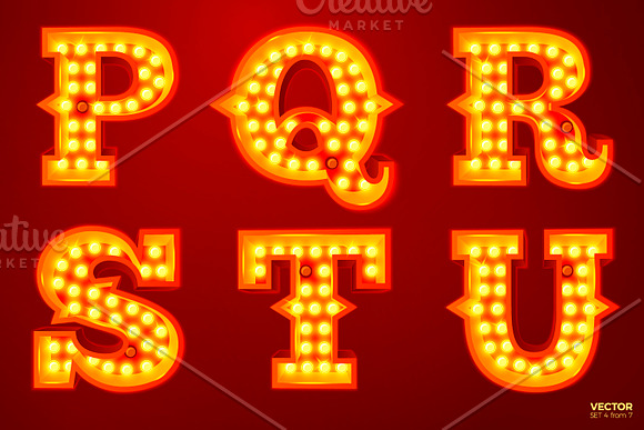 Vector Retro style light letters in Illustrations - product preview 4