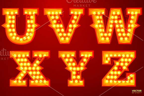 Vector Retro style light letters in Illustrations - product preview 5