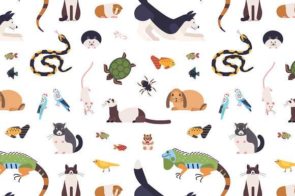 Pets set and seamless in Illustrations - product preview 1