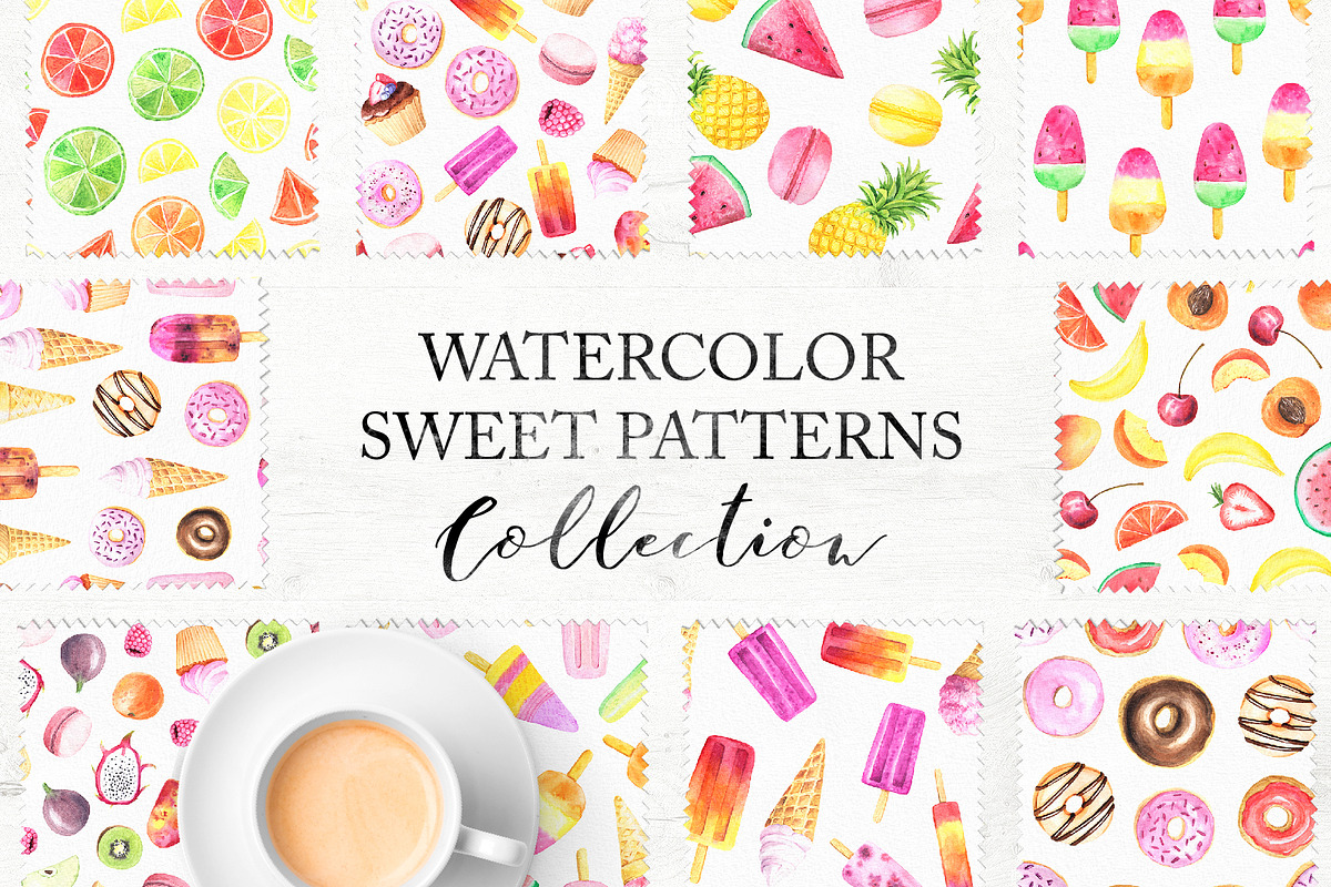 15 Watercolor Sweet Seamless Pattern in Patterns - product preview 8