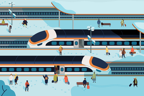 Railway station illustration