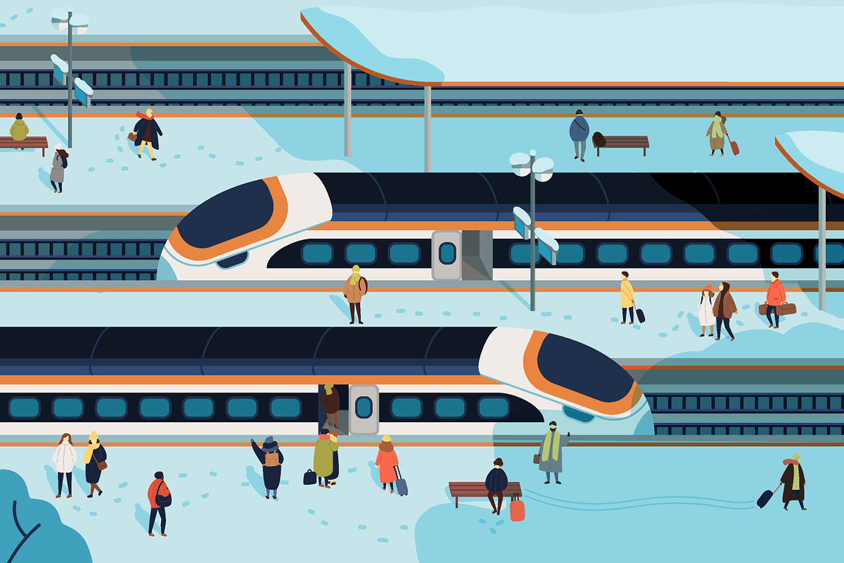 Railway station illustration in Illustrations - product preview 8