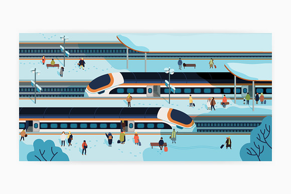 Railway station illustration in Illustrations - product preview 1