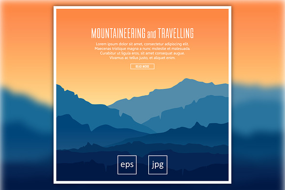 Twilight in blue mountains. Vector. in Illustrations - product preview 1