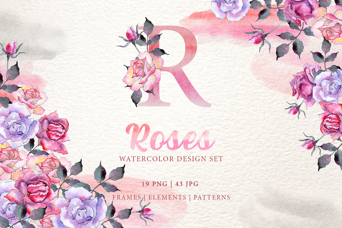 Pink Roses Watercolor png in Illustrations - product preview 8