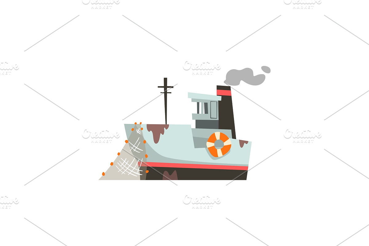 Fishing boat, industrial trawler in Illustrations - product preview 8