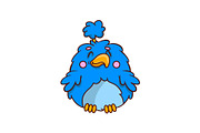 Adorable tropical bird with blue