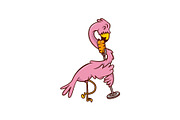 Pink flamingo singing song with