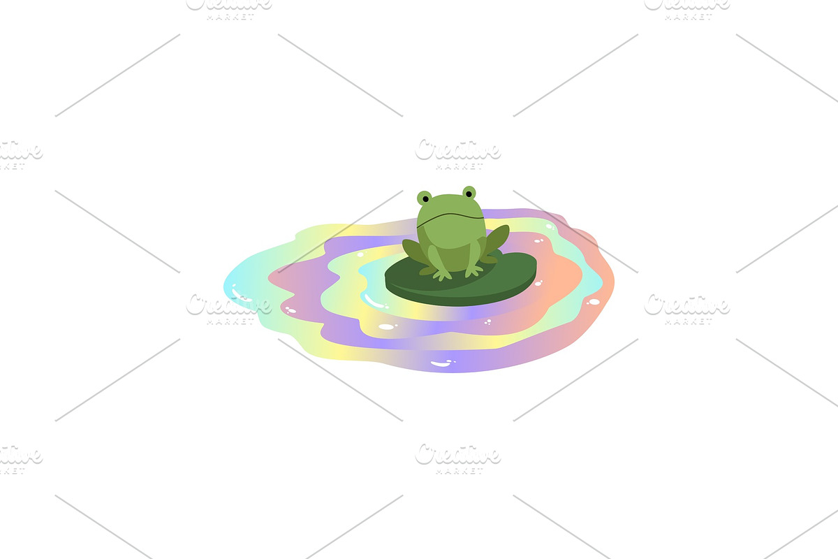 Frog floating in polluted water in Illustrations - product preview 8