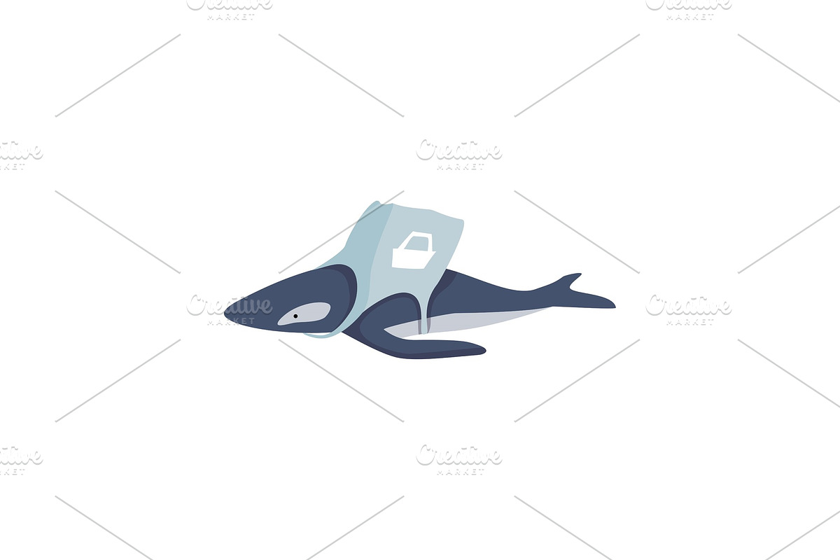 Whale entangled in a bag made of in Illustrations - product preview 8