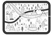 Black and White Kids Road Play Mat