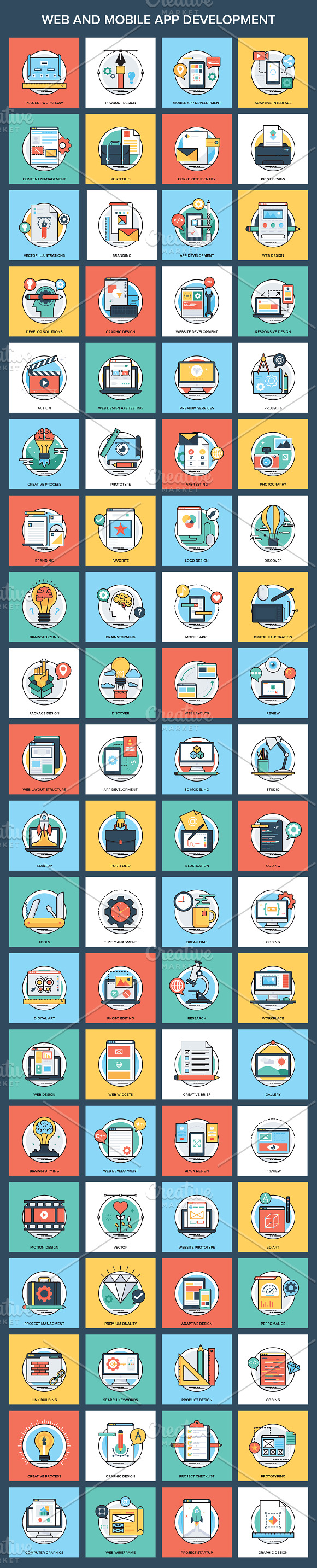 1300 Flat Conceptual Vector Icons in Icons - product preview 9