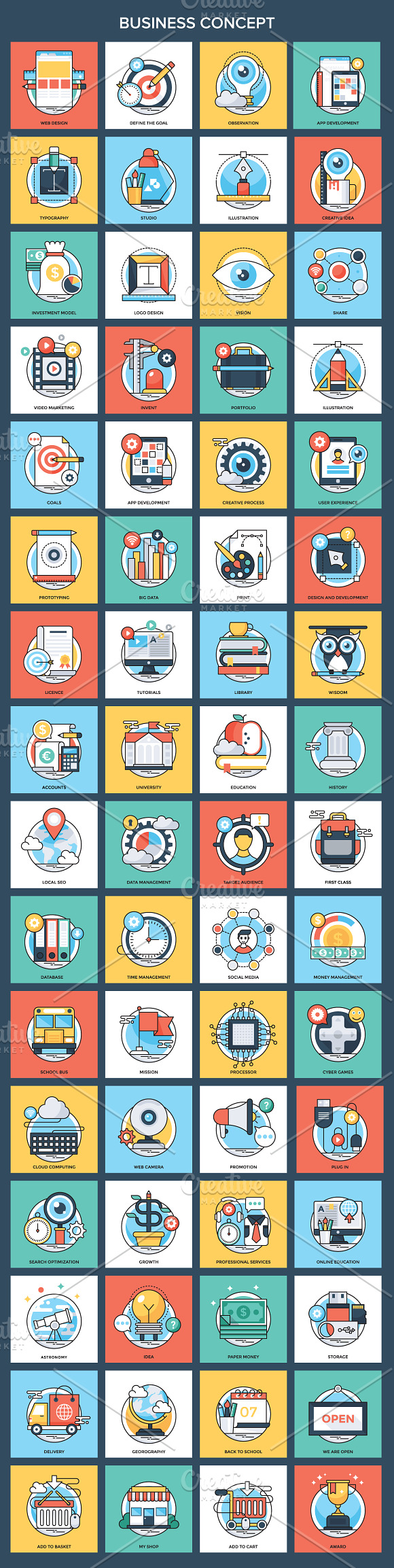 1300 Flat Conceptual Vector Icons in Icons - product preview 11
