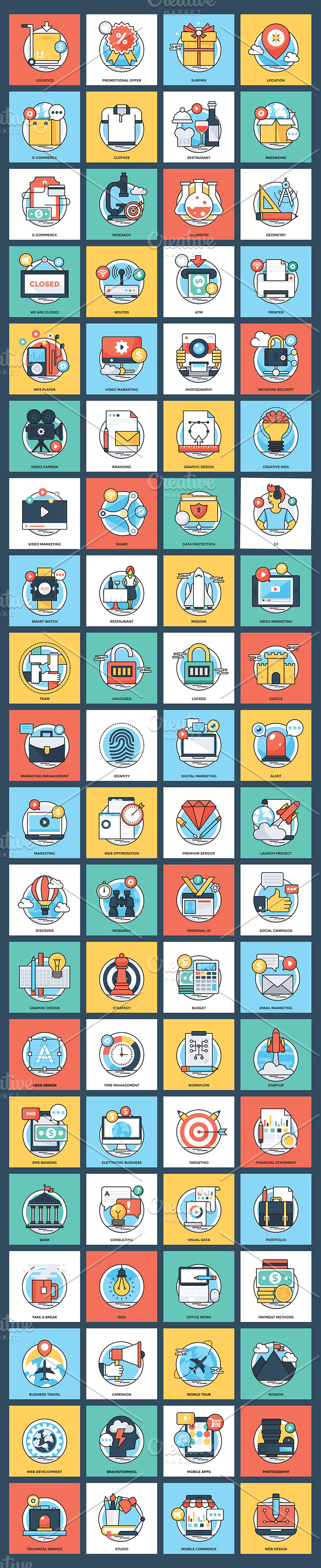 1300 Flat Conceptual Vector Icons in Icons - product preview 12