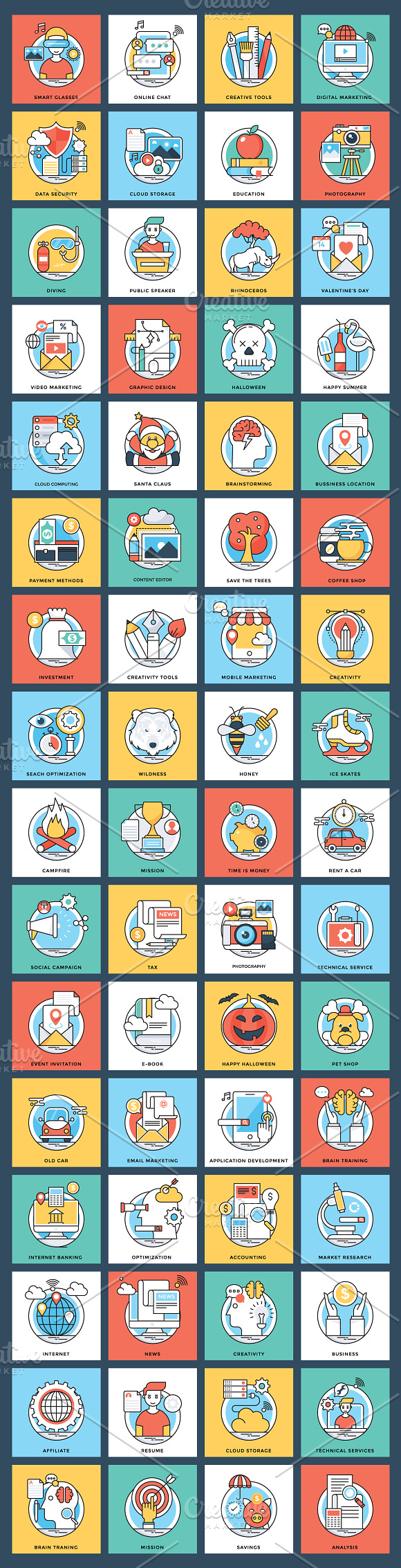 1300 Flat Conceptual Vector Icons in Icons - product preview 15