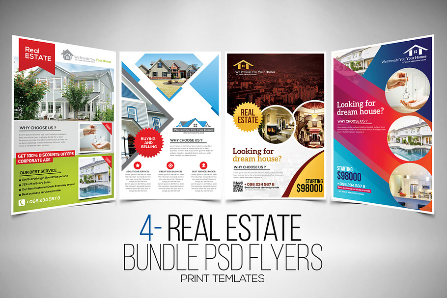 Real Estate 4 Psd Flyers Bundle 