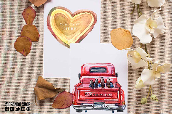 Country love watercolor clip art in Illustrations - product preview 1