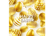 Easter golden egg with confetti and