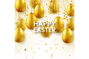 Easter golden egg with confetti and