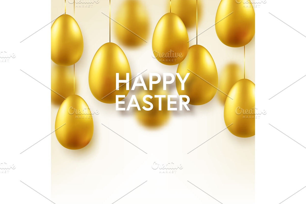 Easter golden egg with confetti and in Objects - product preview 8