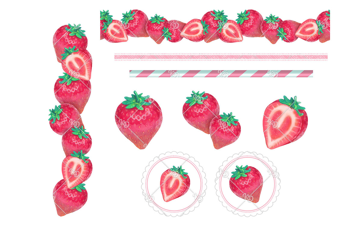 Strawberries Bundle in Patterns - product preview 8