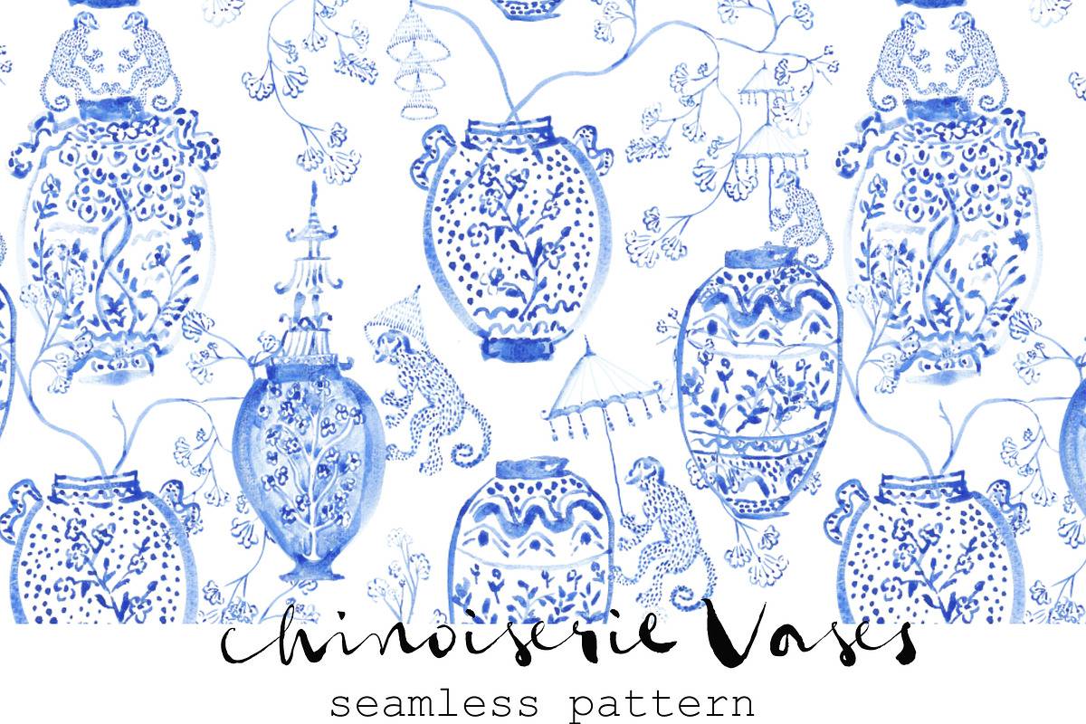 Chinoiserie "Vases" - Seamless in Patterns - product preview 8