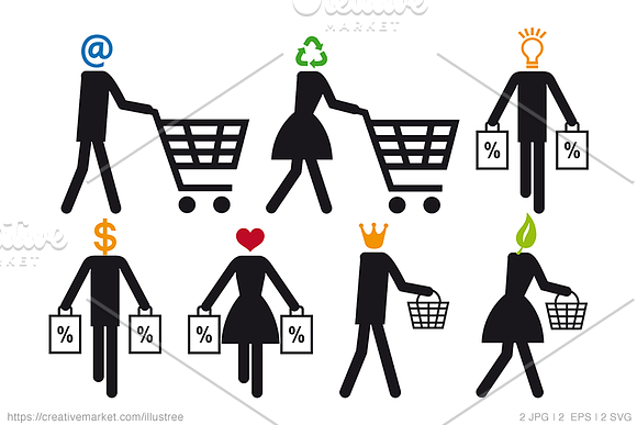 Shopping icons, vector set in Icons - product preview 1