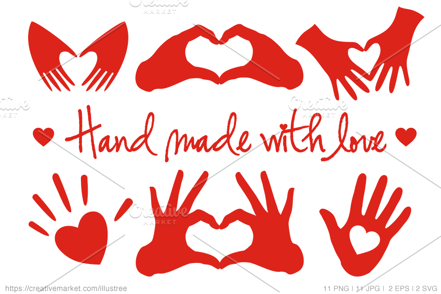 Hand made with love, vector set