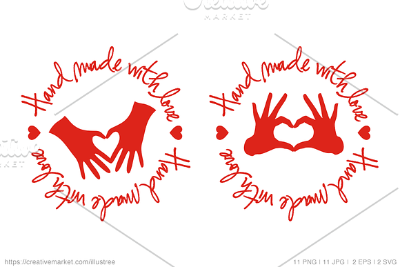 Hand made with love, vector set in Graphics - product preview 1