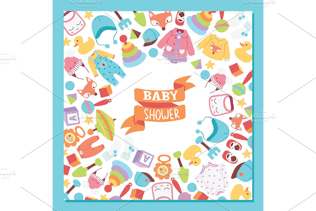 Baby shower vector cartoon kids toys in Illustrations - product preview 8