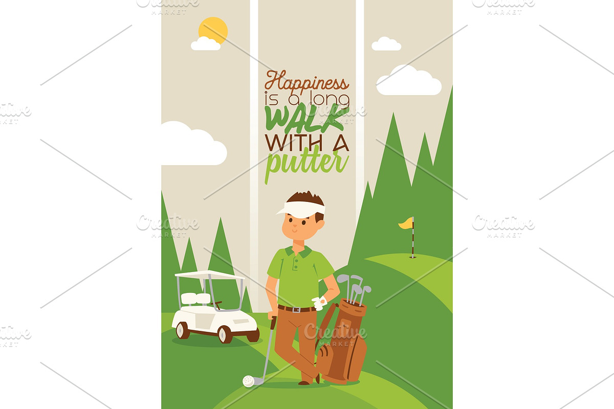 Golf vector golfers man character in in Illustrations - product preview 8