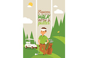 Golf vector golfers man character in