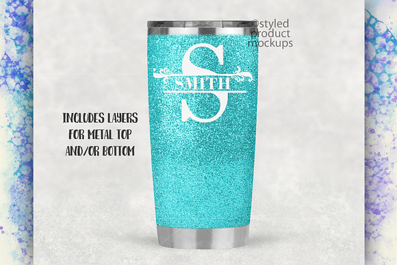 Glitter coated 20oz tumbler in Product Mockups - product preview 4