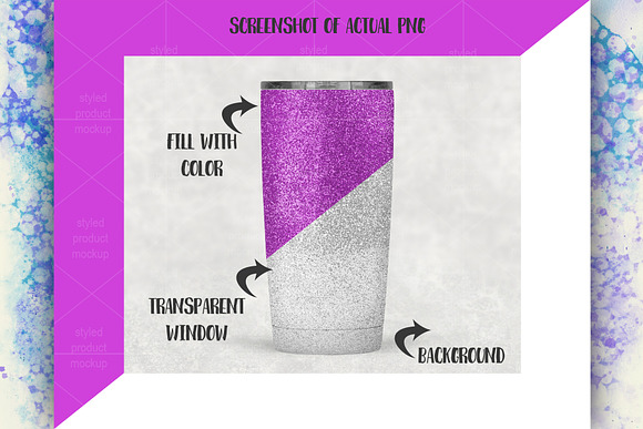 Glitter coated 20oz tumbler in Product Mockups - product preview 5