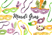 Watercolor Mardi Gras Mask Clipart